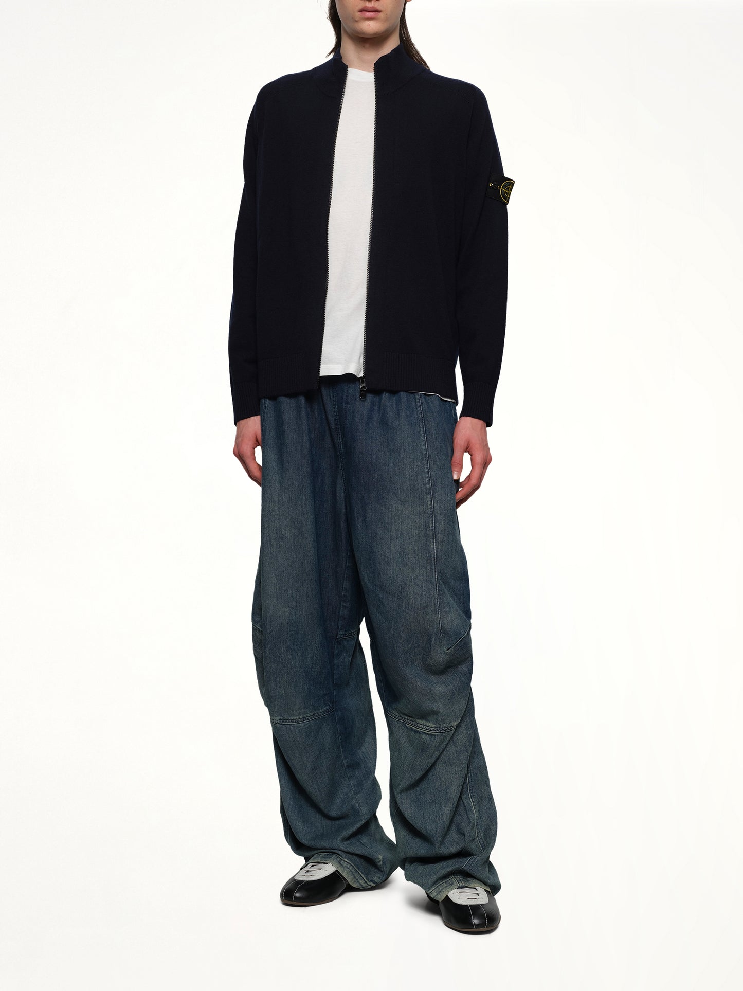 510004 Zip Knit Cardigan in Navy Blue