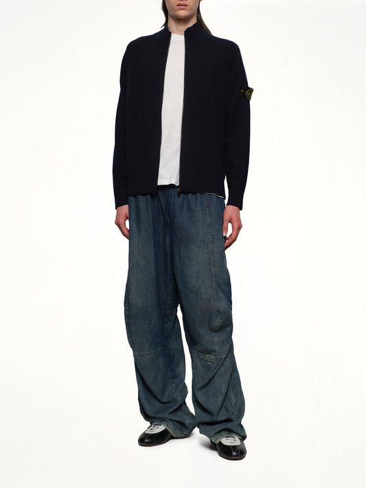 510004 Zip Knit Cardigan in Navy Blue