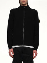510006 Strech Wool Cardigan in Black
