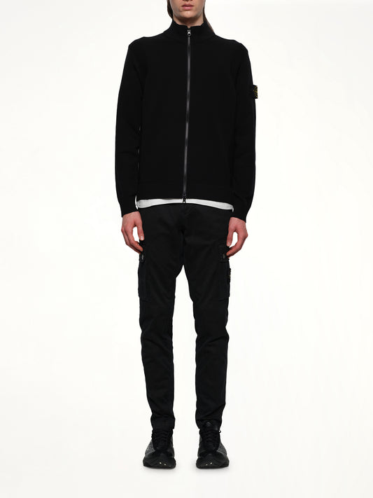 510006 Strech Wool Cardigan in Black