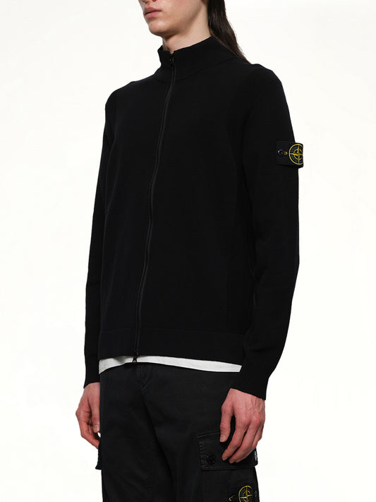 510006 Strech Wool Cardigan in Black