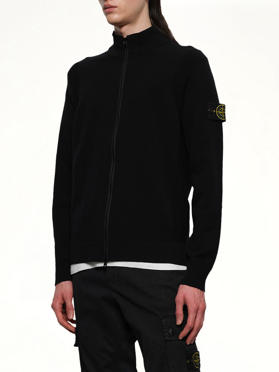 510006 Strech Wool Cardigan in Black