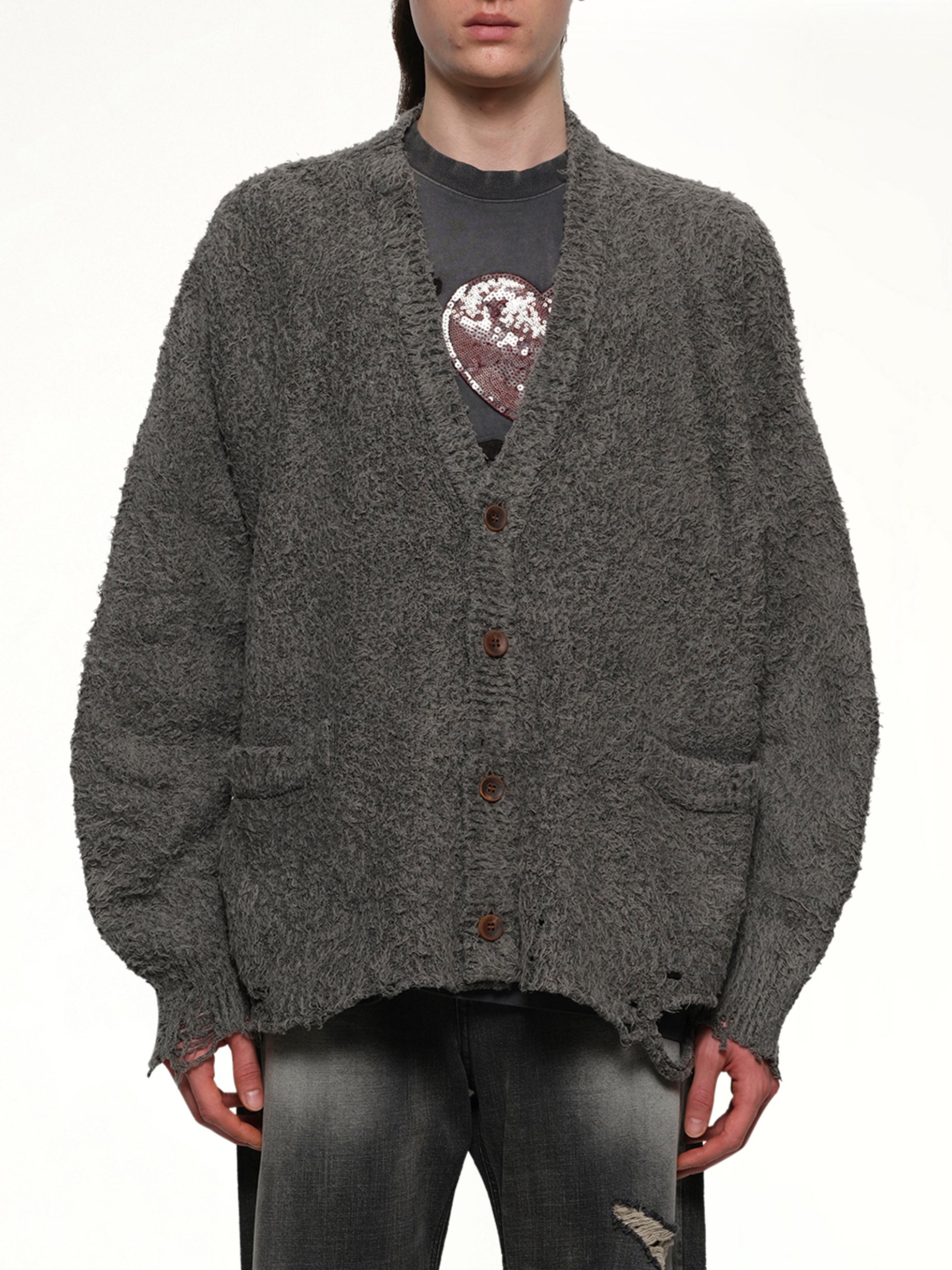 Backbone Knit Cardigan in Grey