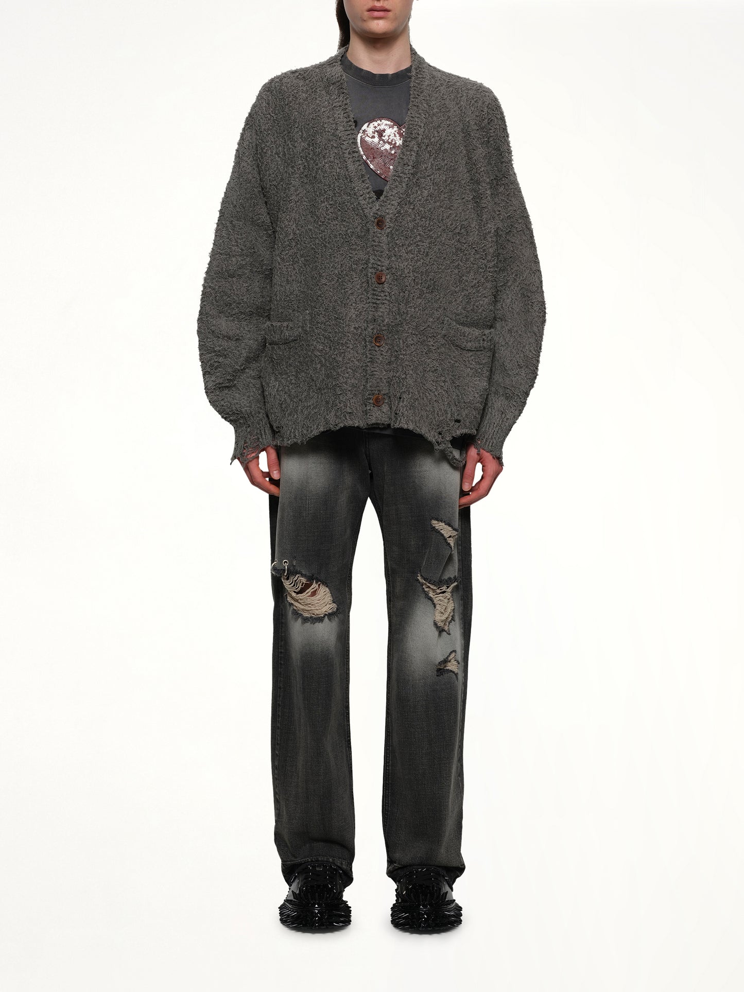 Backbone Knit Cardigan in Grey