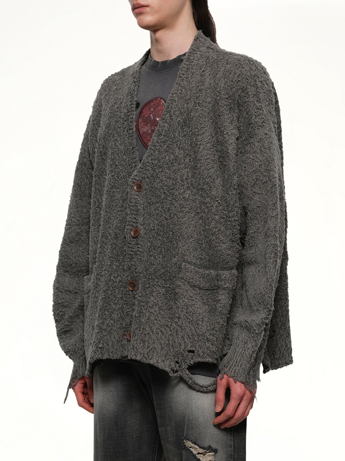 Backbone Knit Cardigan in Grey