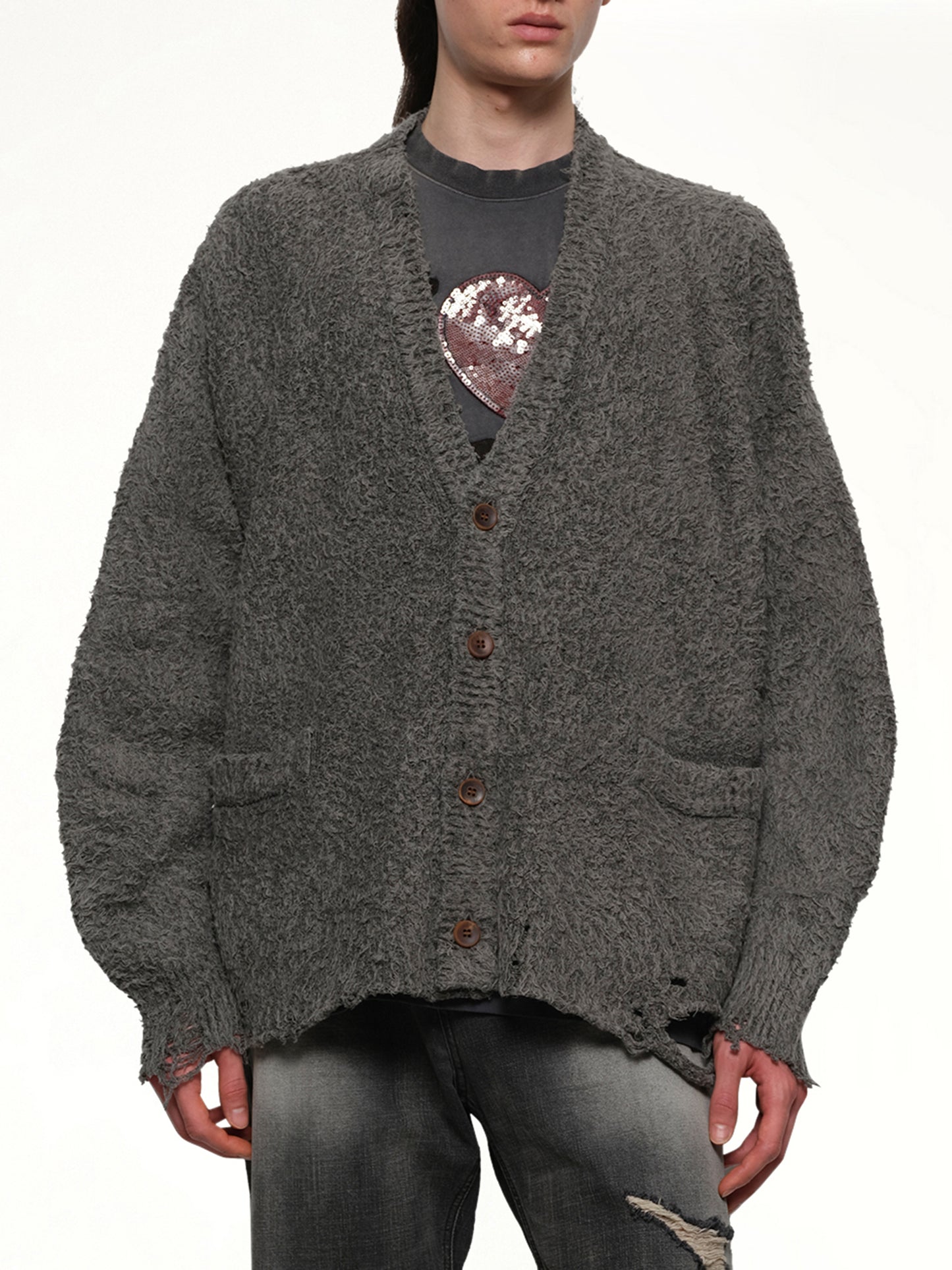 Backbone Knit Cardigan in Grey