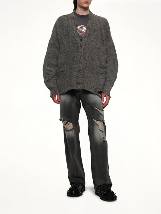 Backbone Knit Cardigan in Grey