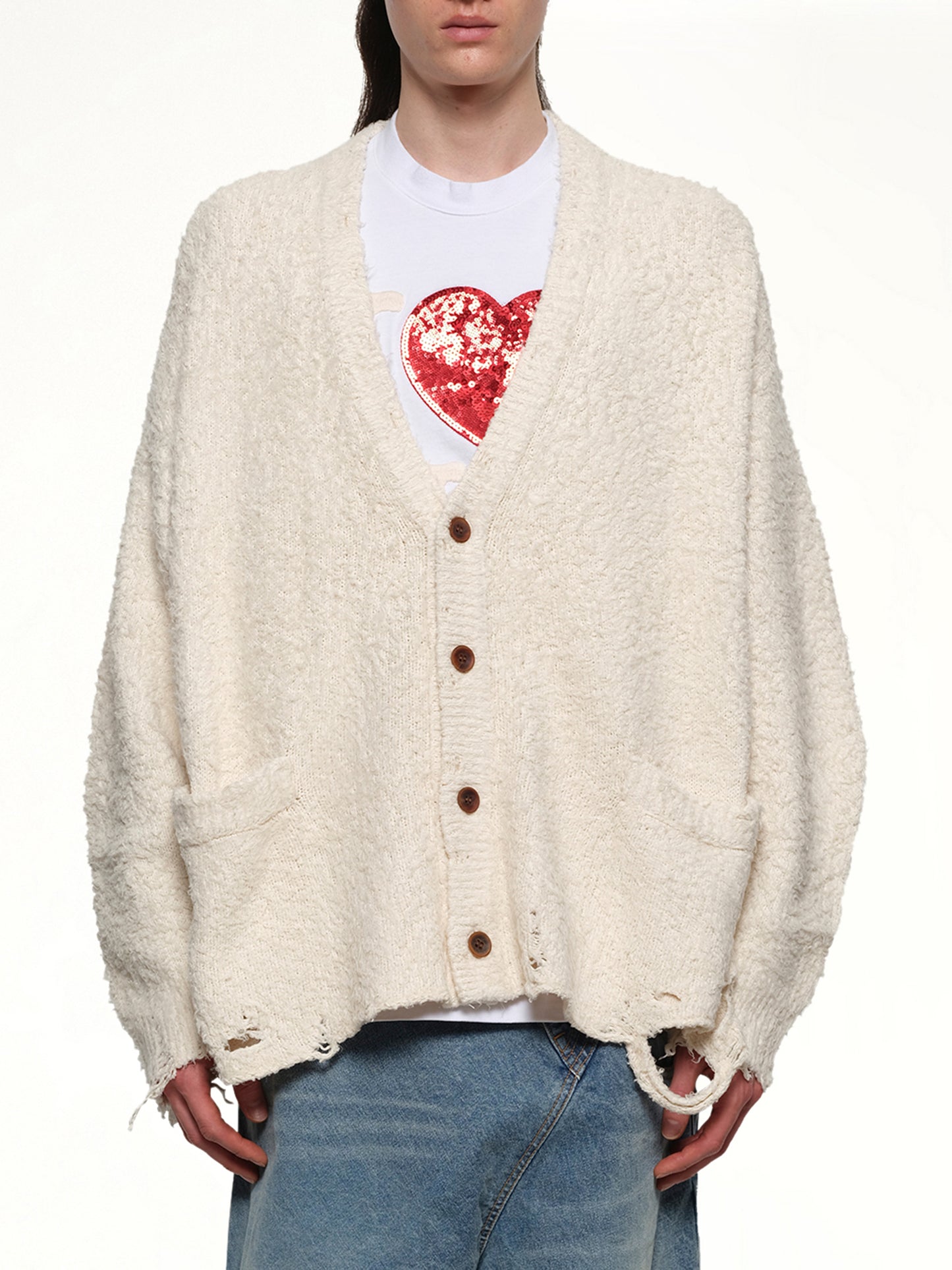 Backbone Knit Cardigan in Ivory