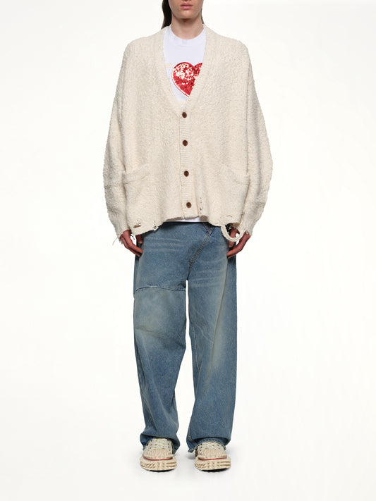 Backbone Knit Cardigan in Ivory