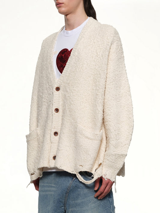 Backbone Knit Cardigan in Ivory