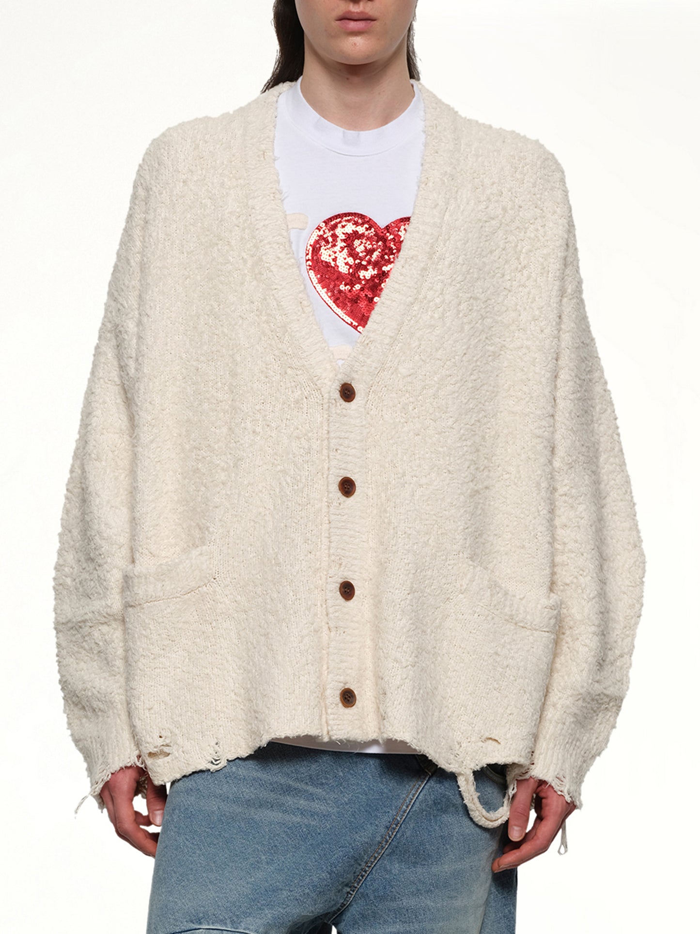 Backbone Knit Cardigan in Ivory