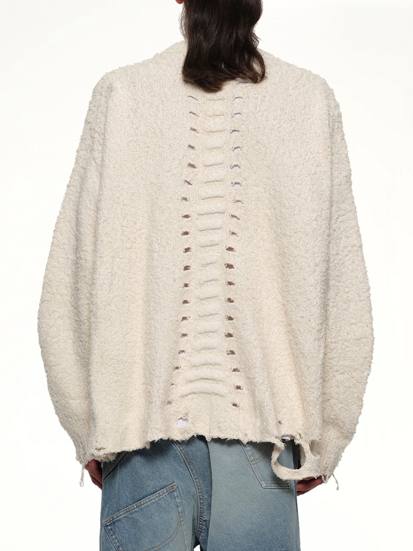 Backbone Knit Cardigan in Ivory