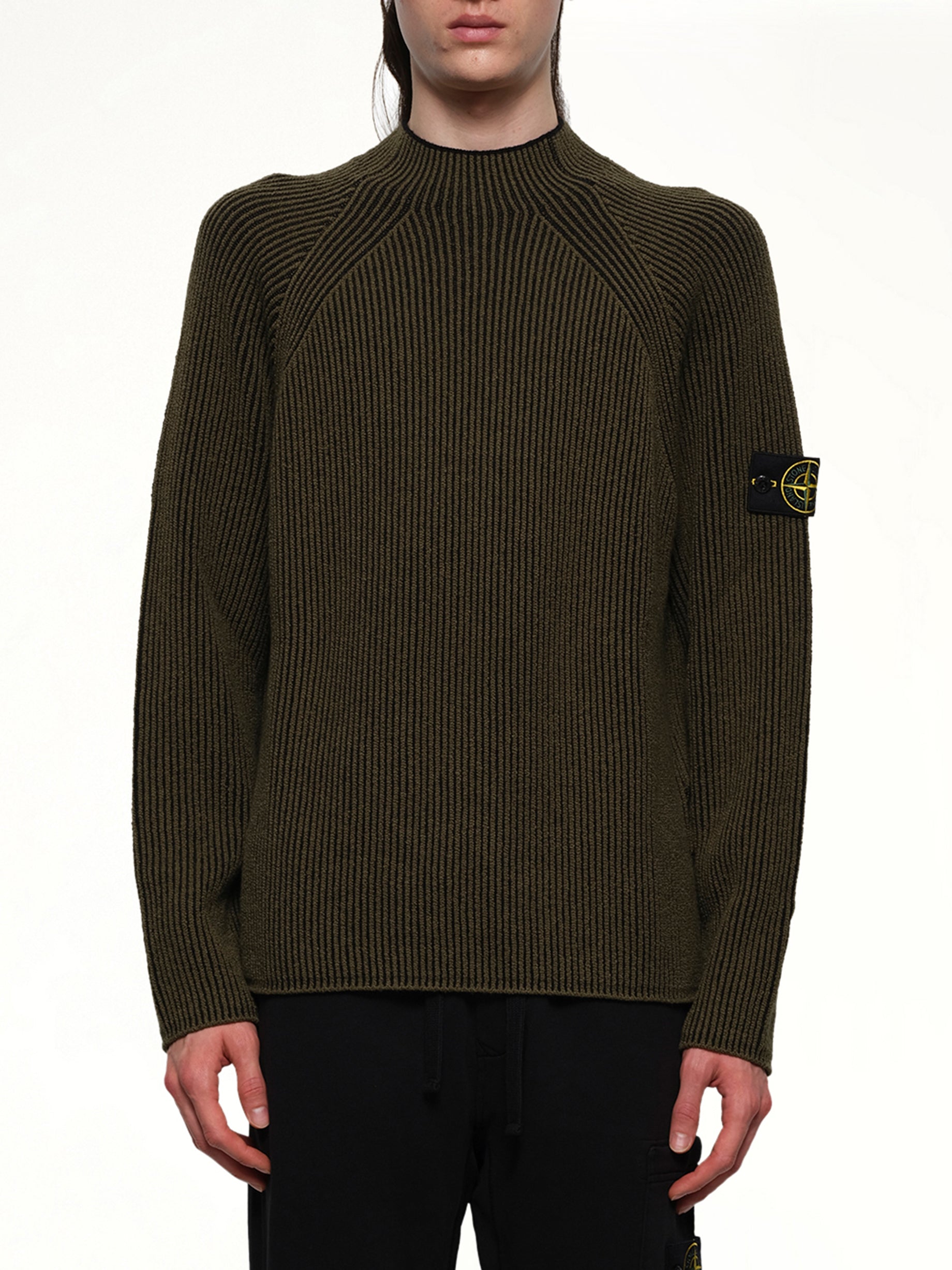 510002 Wool Crew Neck Sweater in Military Green