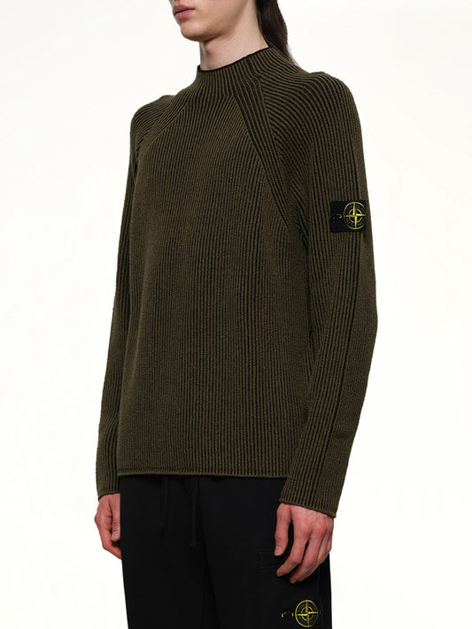 510002 Wool Crew Neck Sweater in Military Green