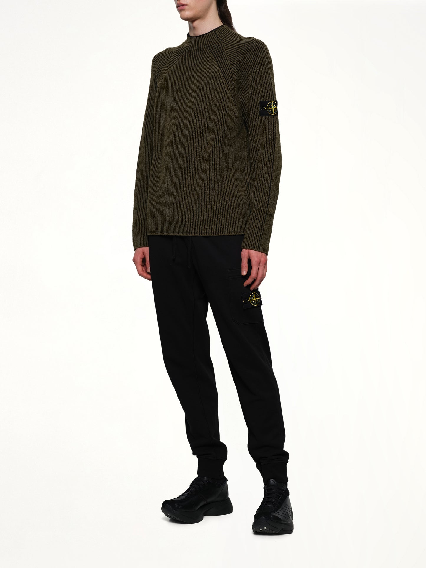 510002 Wool Crew Neck Sweater in Military Green