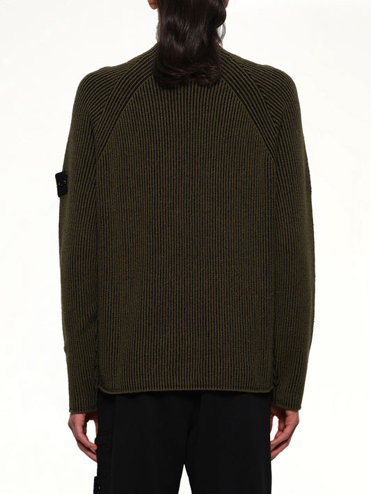 510002 Wool Crew Neck Sweater in Military Green