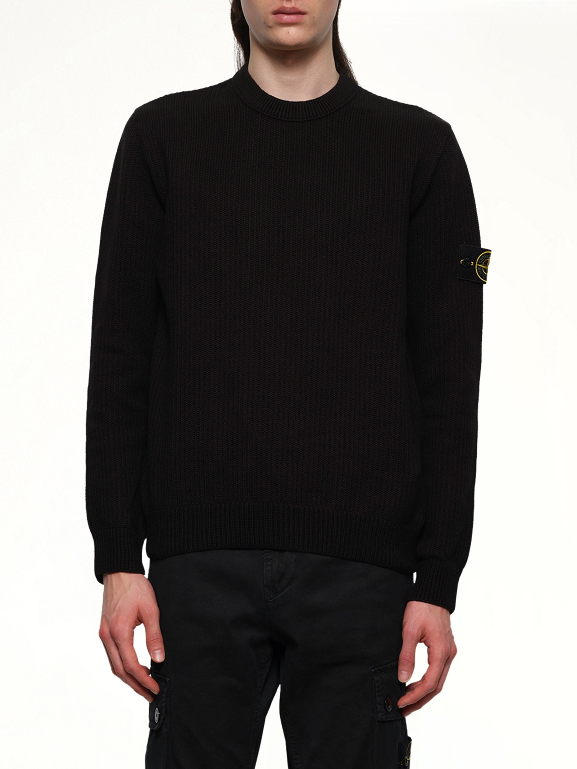 510004 Wool Crew Neck Sweater in Black