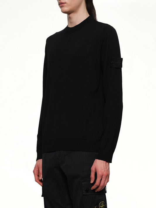 510007 Wool Crew Neck Sweater in Black