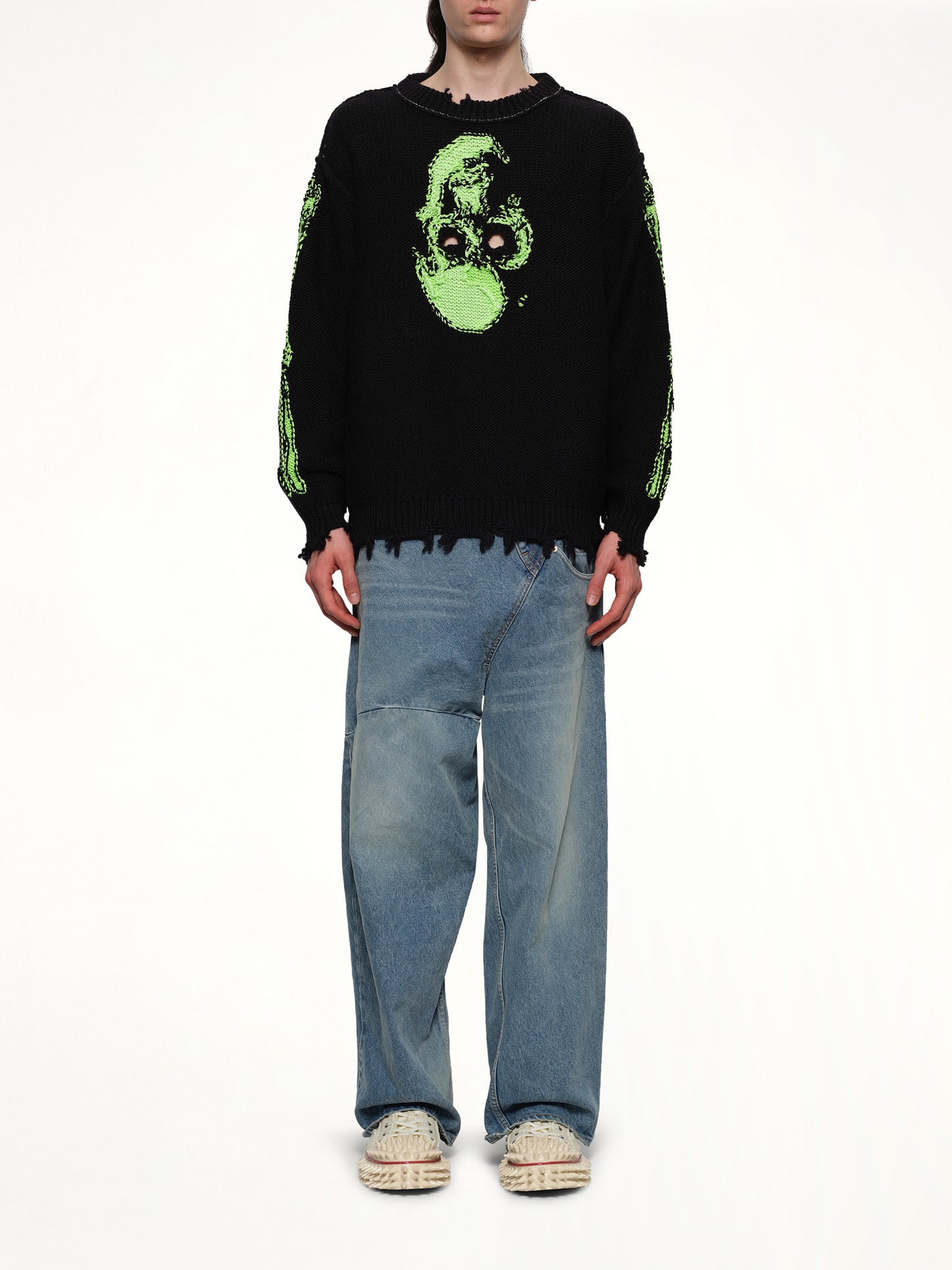 Glow-In-The-Dark Skull Knit Pullover in Black