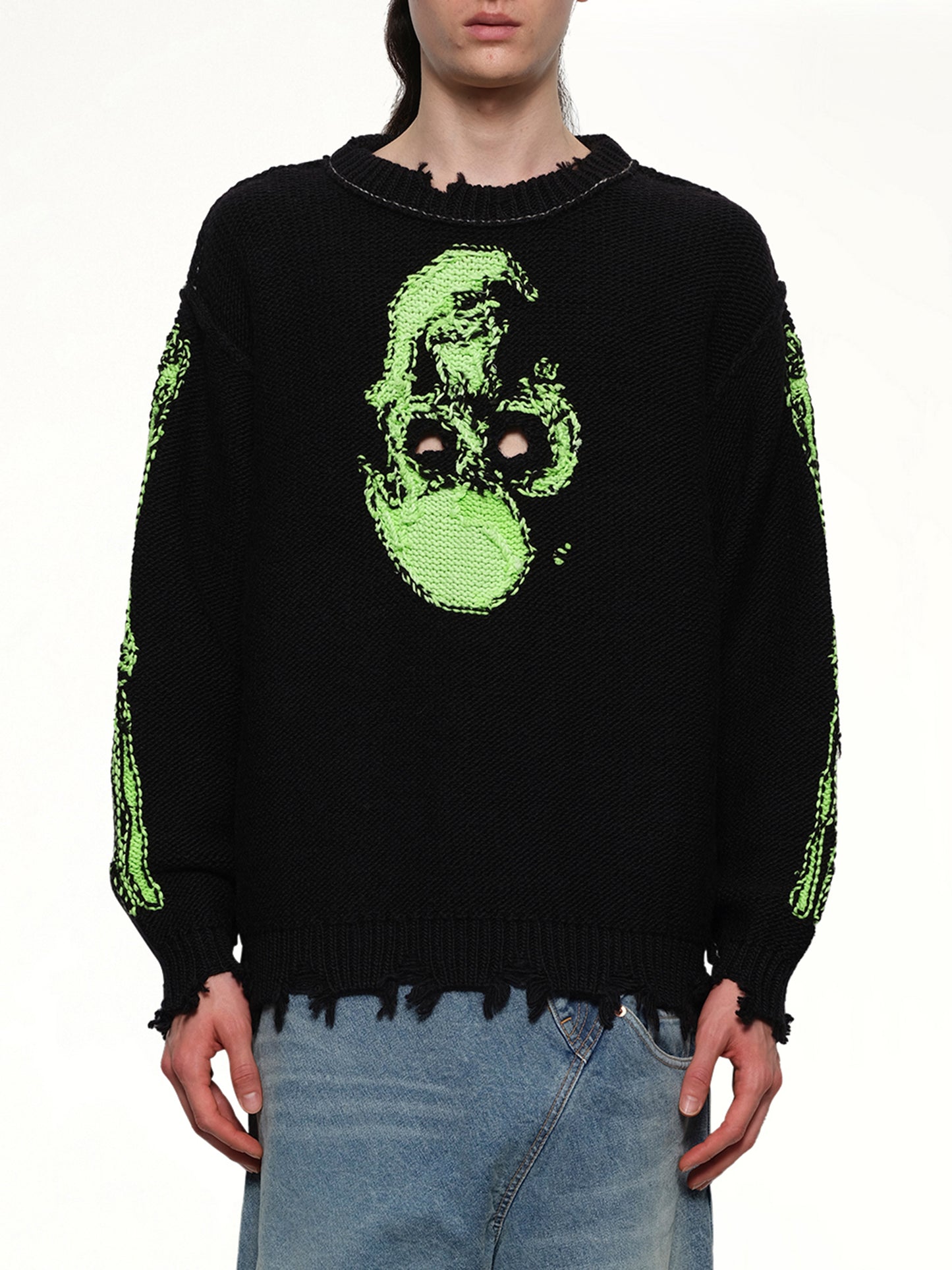 Glow-In-The-Dark Skull Knit Pullover in Black