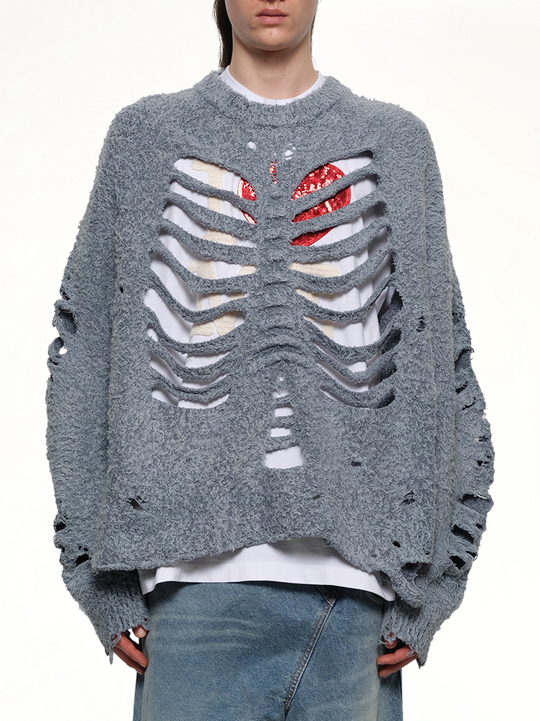 Ribcage Knit Pullover in Blue