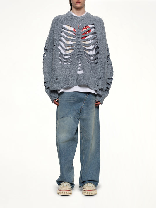 Ribcage Knit Pullover in Blue