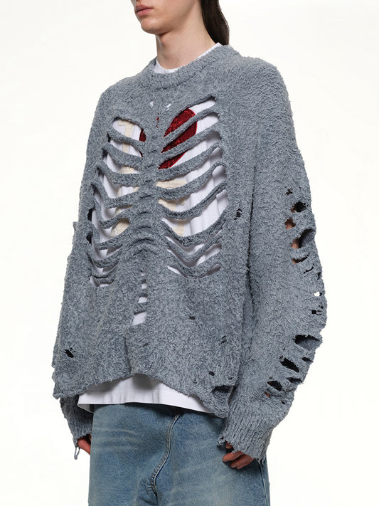 Ribcage Knit Pullover in Blue