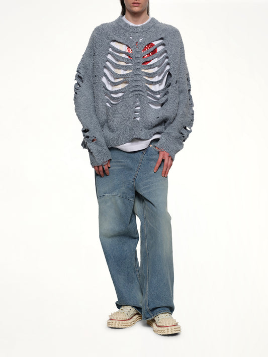 Ribcage Knit Pullover in Blue