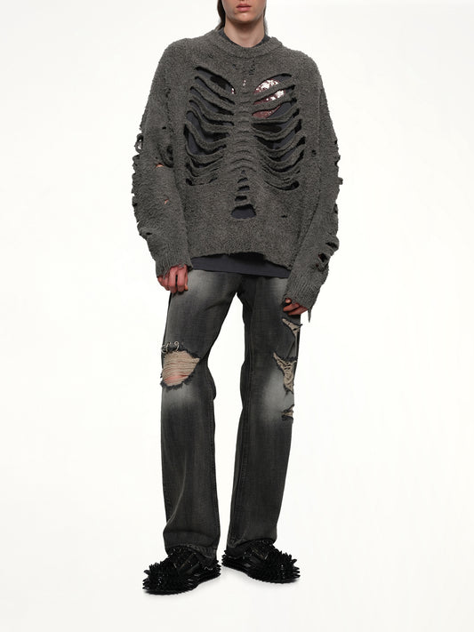 Ribcage Knit Pullover in Grey