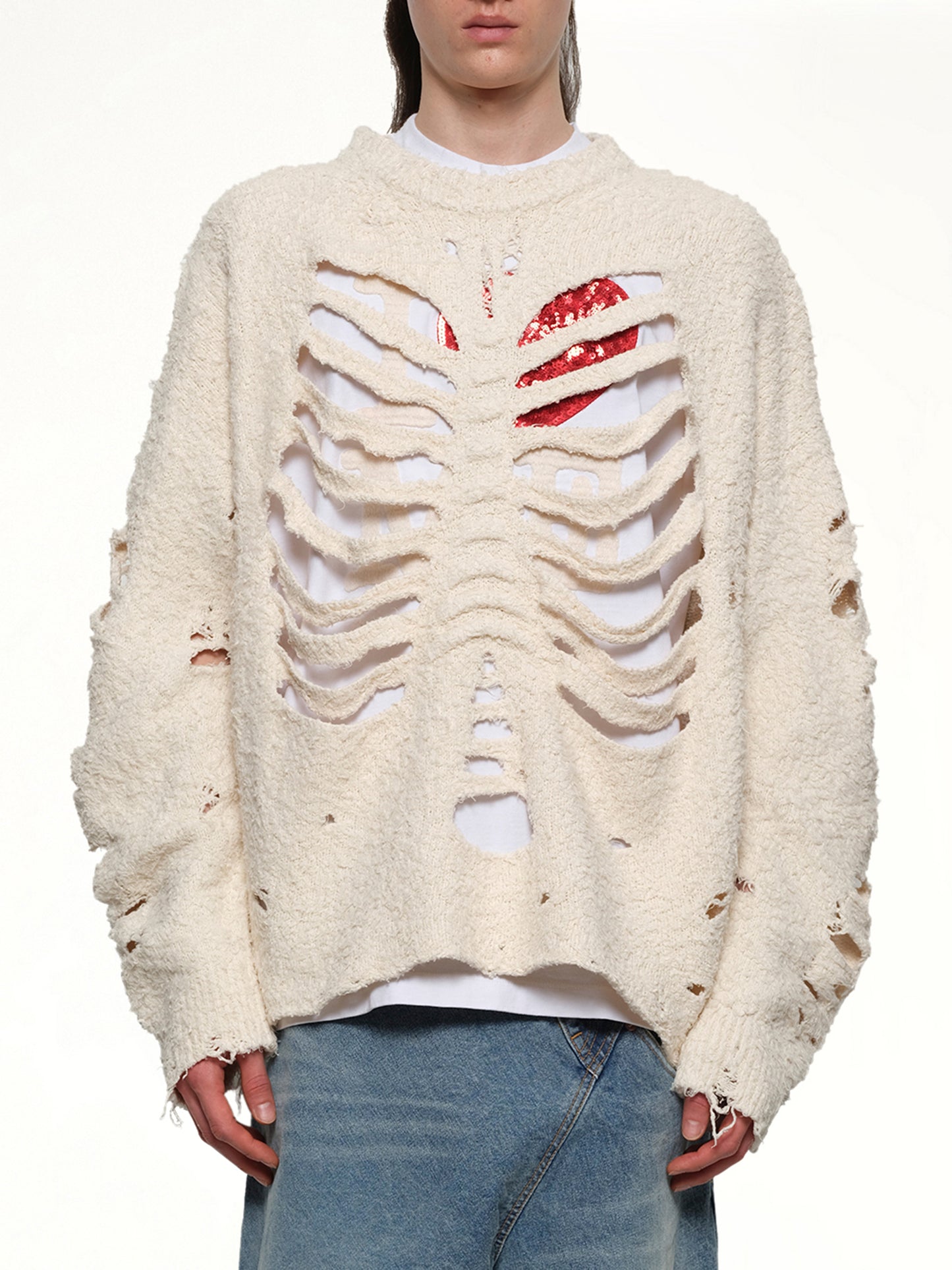 Ribcage Knit Pullover in Ivory