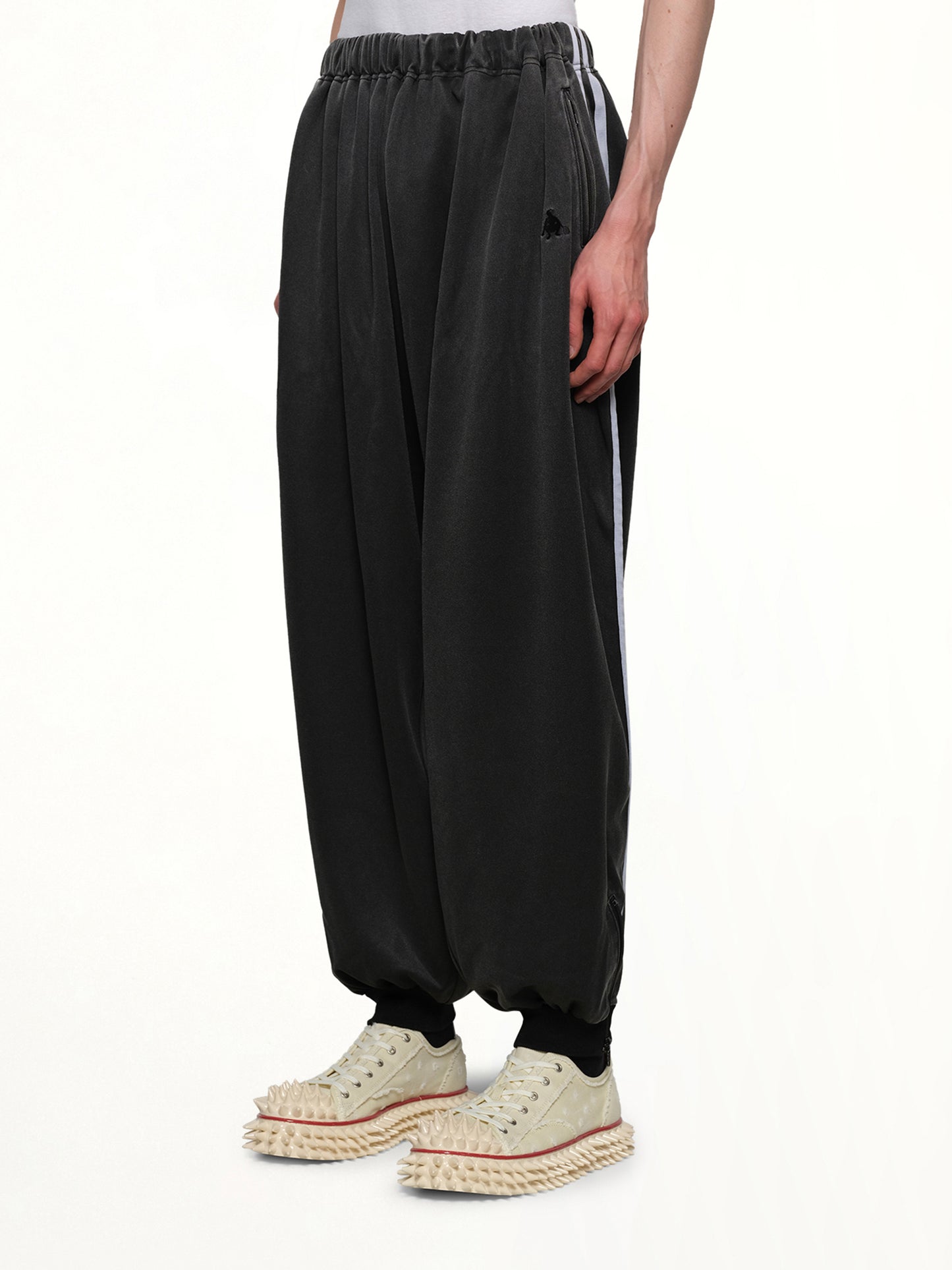 Faded Black Track Pants in Grey