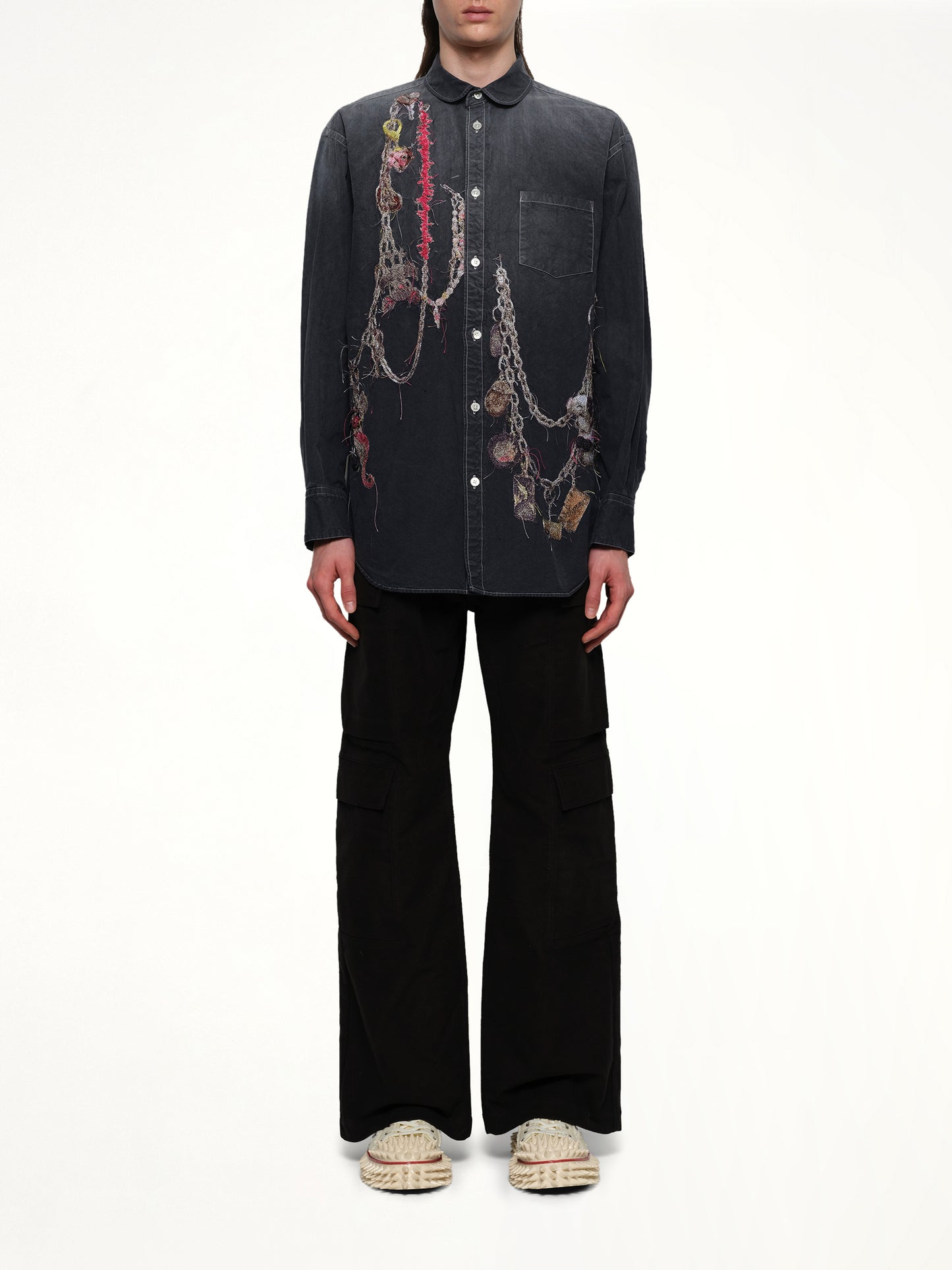 Embroidered Chain Shirt in Grey