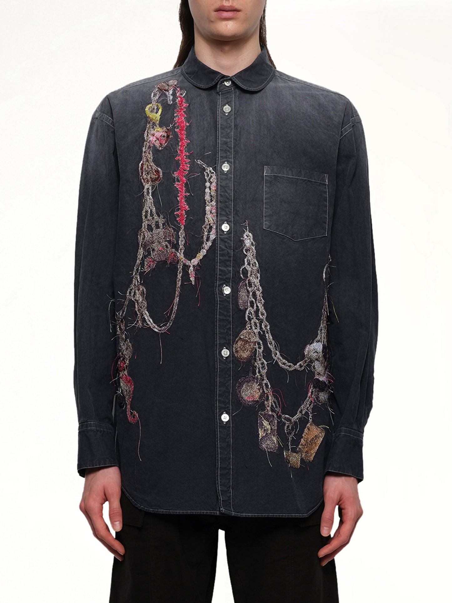 Embroidered Chain Shirt in Grey