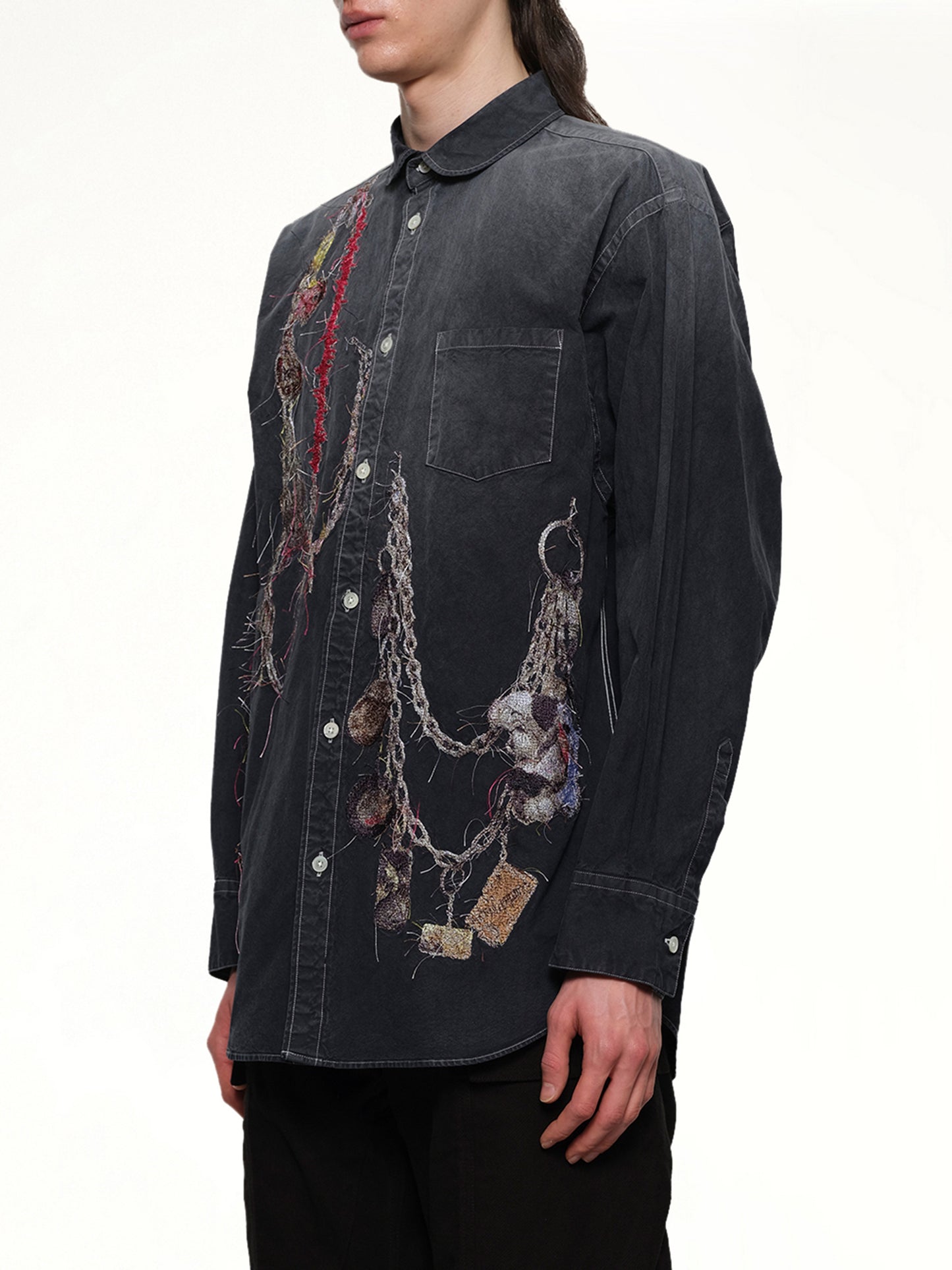 Embroidered Chain Shirt in Grey