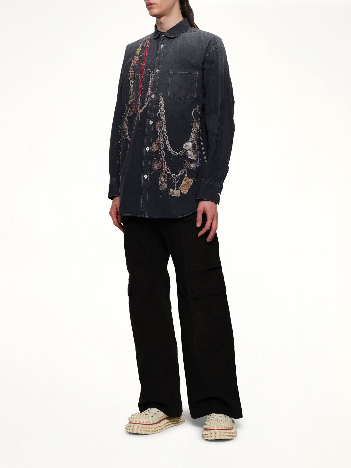 Embroidered Chain Shirt in Grey