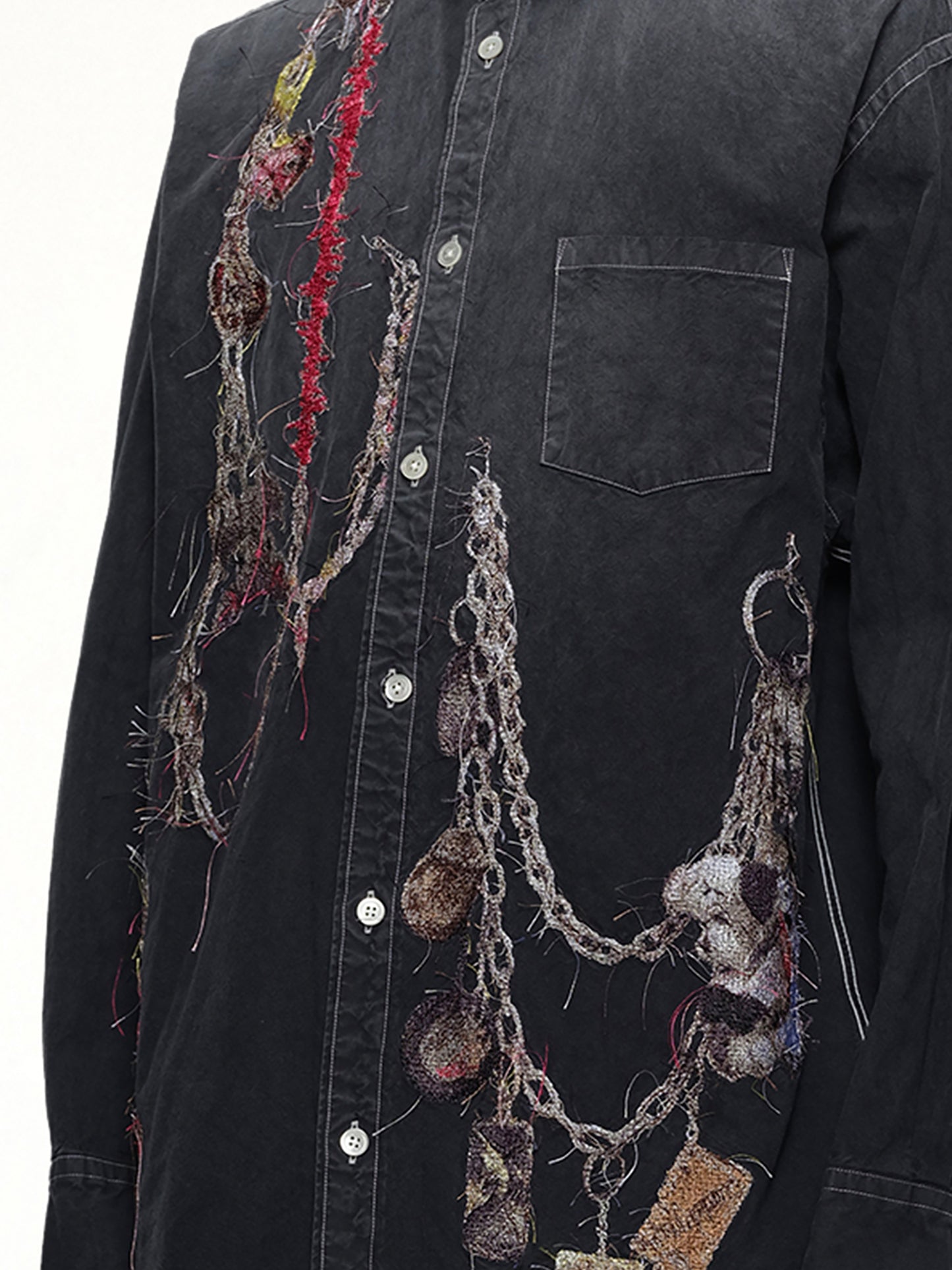 Embroidered Chain Shirt in Grey