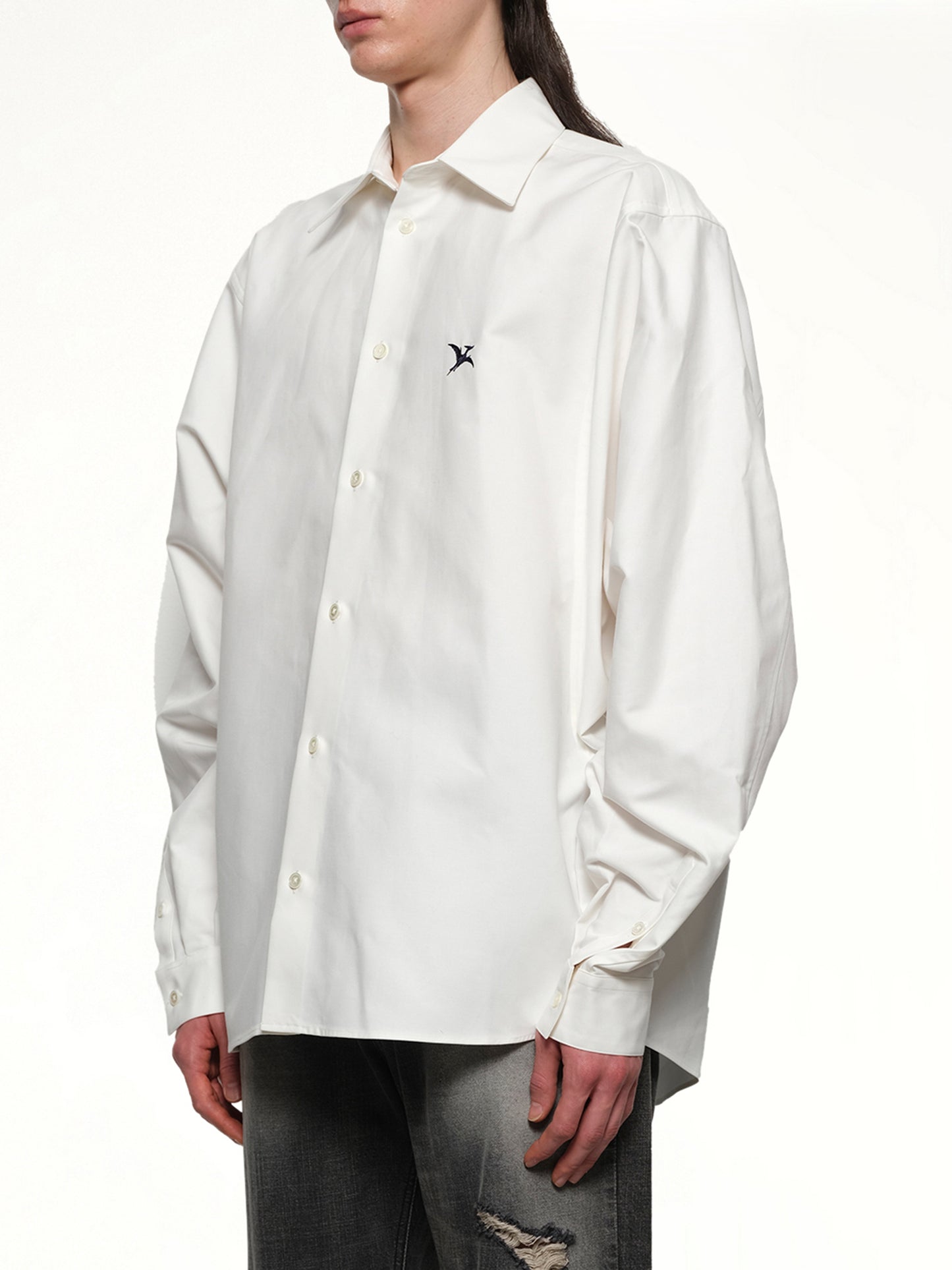 Pteranodon Embroidered Shirt in White
