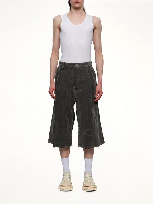 Bone Applique Corduroy Croppedpants in Grey