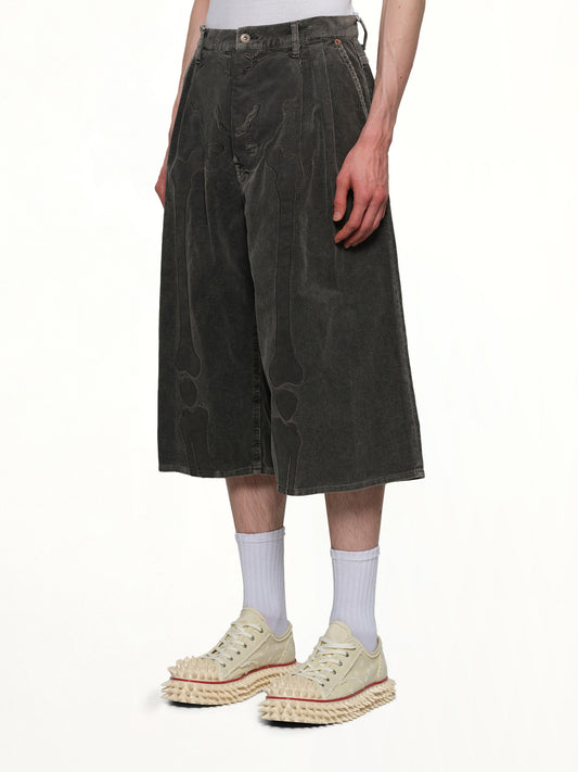 Bone Applique Corduroy Croppedpants in Grey