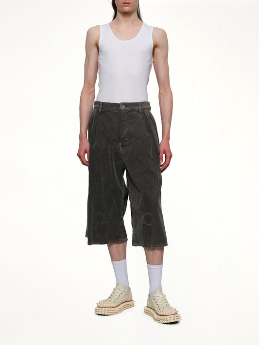 Bone Applique Corduroy Croppedpants in Grey