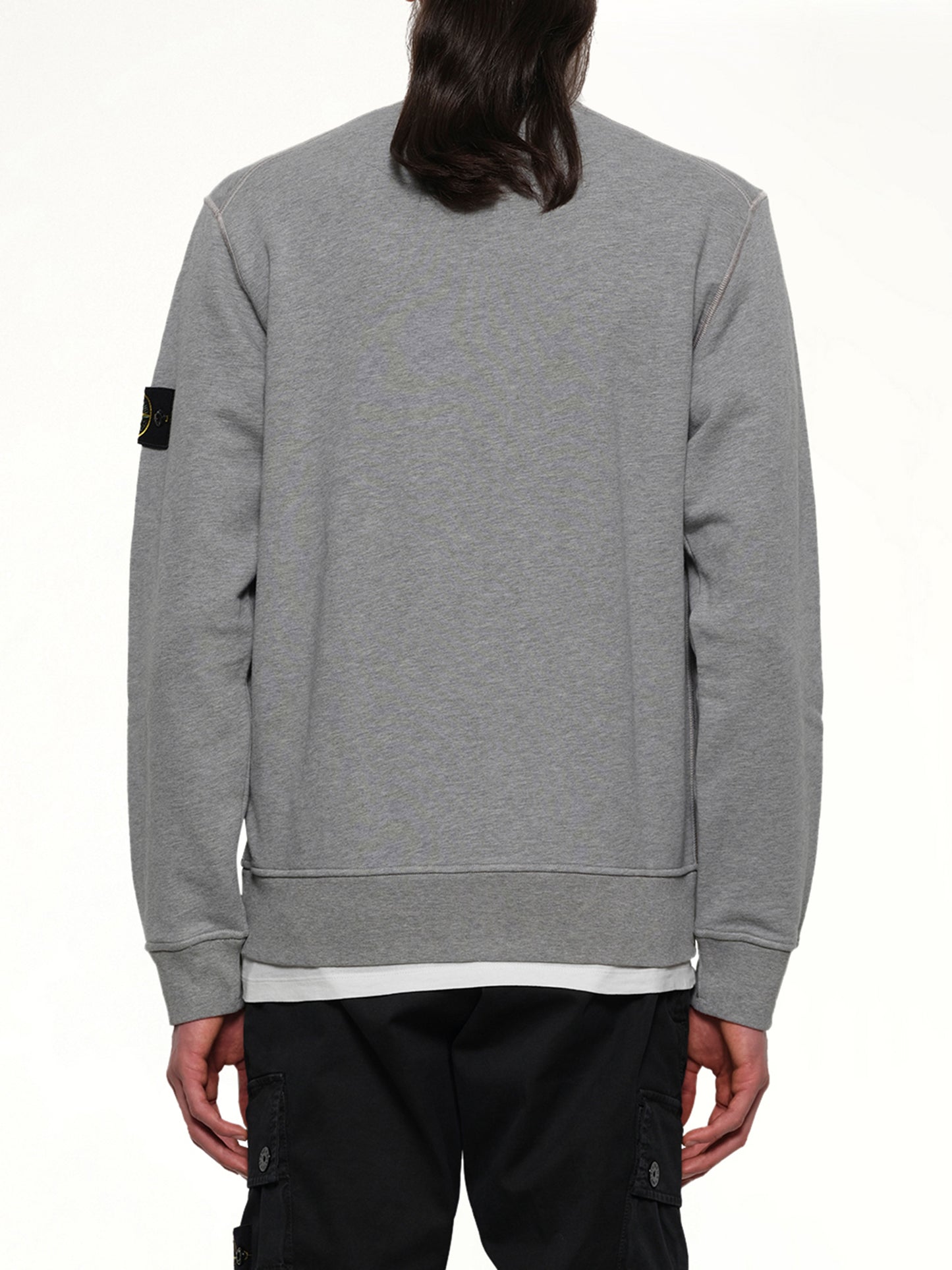 610006 Washed Cotton Sweatshirt in Melange Grey
