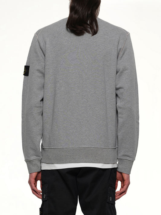 610006 Washed Cotton Sweatshirt in Melange Grey