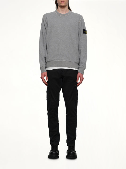 610006 Washed Cotton Sweatshirt in Melange Grey