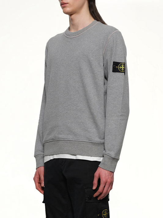 610006 Washed Cotton Sweatshirt in Melange Grey