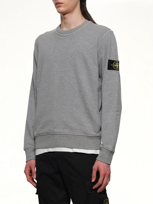 610006 Washed Cotton Sweatshirt in Melange Grey