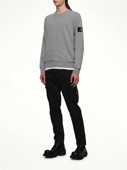 610006 Washed Cotton Sweatshirt in Melange Grey