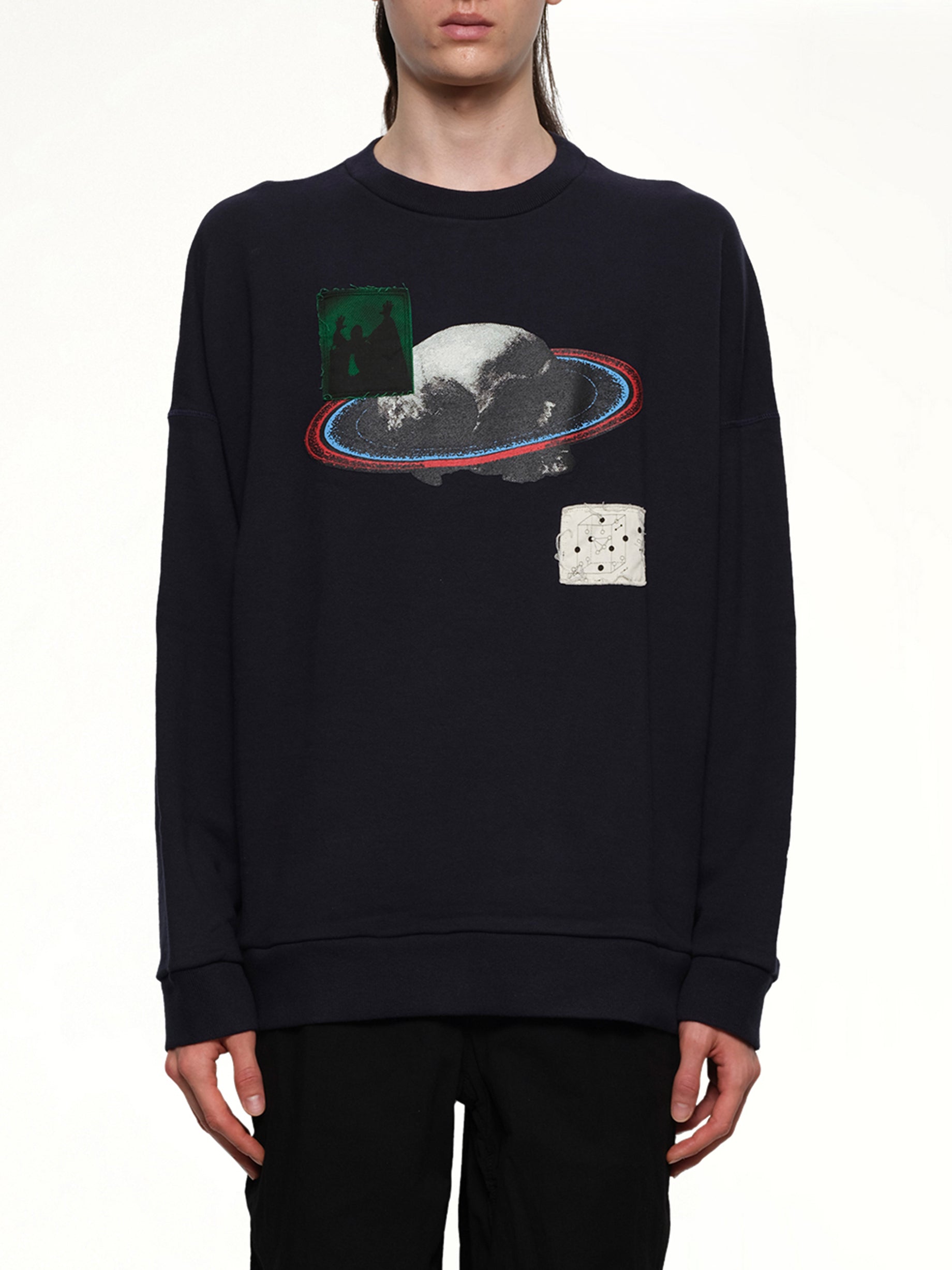 Graphic Patches Sweatshirt in Navy