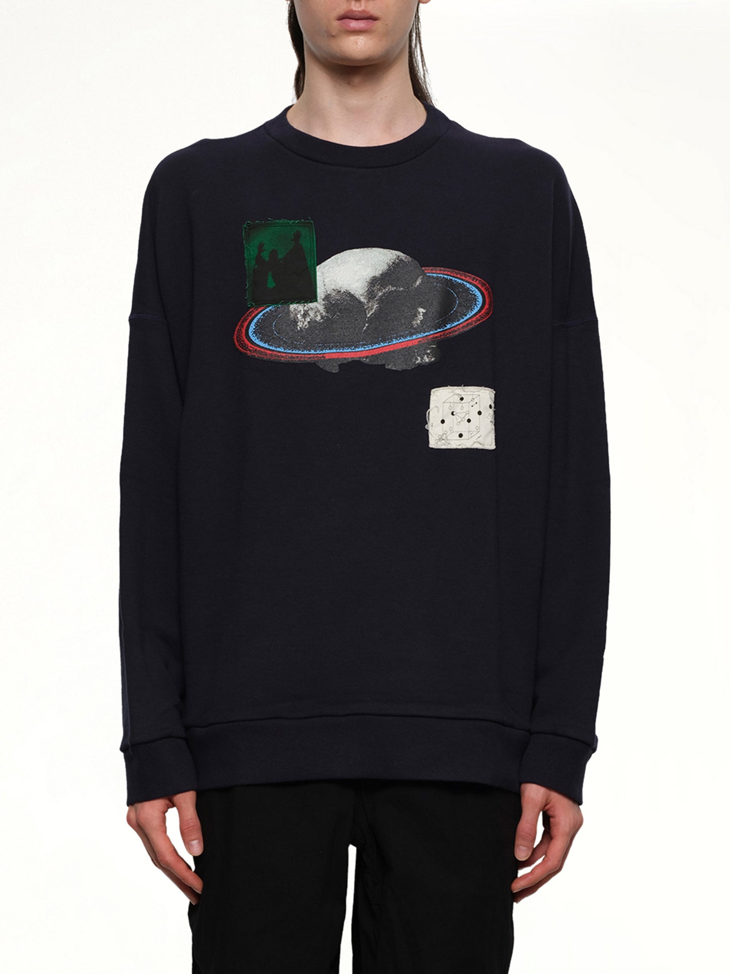 Graphic Patches Sweatshirt in Navy