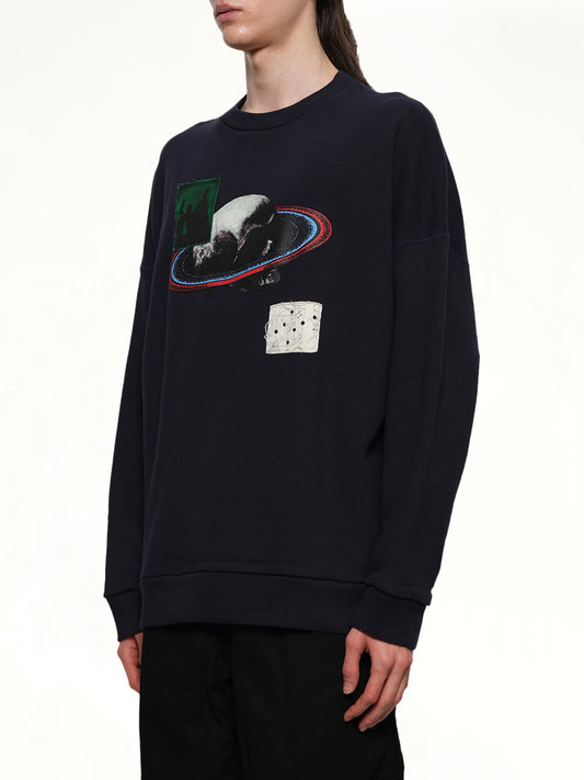 Graphic Patches Sweatshirt in Navy