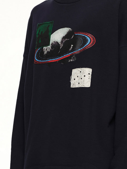 Graphic Patches Sweatshirt in Navy